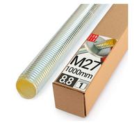 Lun Fix Tige filetée | M27 x 1000 mm | Acier haute résistance 8.8 | DIN 976 | Filetage métrique | Goujon fileté M27 | Vis longue | Fixation industrielle | Montage métal