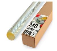 Lun Fix Tige filetée | M8 x 1000 mm | Acier haute résistance 8.8 | DIN 976 | Filetage métrique | Goujon fileté M8 | Vis longue | Fixation industrielle | Montage métal