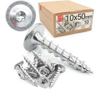 LUN FIX Vis à Bois Charpente 10x50 mm 10 pcs, Torx T30, Acier Zingué | Tete Plate, Construction Panneaux Bois, Tirefond Bois Pour Cloture, Support Poteau, Visserie Pour Panneau, Fixation Holzbau