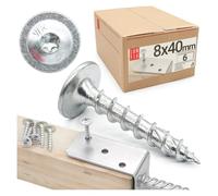 LUN FIX Vis à Bois Charpente 8x40 mm 6 pcs, Torx T30, Acier Zingué | Tete Plate, Construction Panneaux Bois, Tirefond Bois Pour Cloture, Support Poteau, Visserie Pour Panneau, Fixation Holzbau