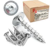 LUN FIX Vis à Bois Charpente 8x40mm 100 pcs, Torx T30, Acier Zingué | Tete Plate, Construction Panneaux Bois, Tirefond Bois Pour Cloture, Support Poteau, Visserie Pour Panneau, Fixation Holzbau