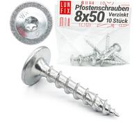 LUN FIX Vis à Bois Charpente 8x50mm 10 pcs, Torx T30, Acier Zingué | Tete Plate, Construction Panneaux Bois, Tirefond Bois Pour Cloture, Support Poteau, Visserie Pour Panneau, Fixation Holzbau