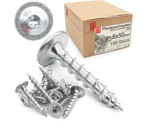 LUN FIX Vis à Bois Charpente 8x50mm 100 pcs, Torx T30, Acier Zingué | Tete Plate, Construction Panneaux Bois, Tirefond Bois Pour Cloture, Support Poteau, Visserie Pour Panneau, Fixation Holzbau