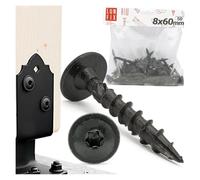 LUN FIX Vis À Bois Torx 8x60 mm Étoile, 50 Pièces, Tête Noire, Acier Zingué, Vis pour Panneaux, Support Poteau, Montage Bois, Contreplaqués, Mélaminés, Fixation Charpente Construction