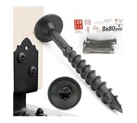 LUN FIX Vis À Bois Torx 8x80 mm Étoile, 6 Pièces, Tête Noire, Acier Zingué, Vis pour Panneaux, Support Poteau, Montage Bois, Contreplaqués, Mélaminés, Fixation Charpente Construction