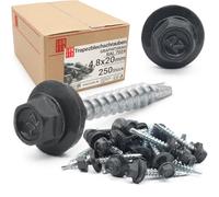 LUN FIX Vis Autoforeuse Metal 4,8x20 mm, EPDM, RAL 7024, 250 Pcs, Graphite | Vis Autoperceuse, Autoperforante, Acier Galvanisé Pour Bac Acier Toiture Et Tôle, Tête Hexagonale Avec Rondelle Scellée