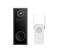 Luna Caméra de sonnette vidéo sans fil avec carillon, 4 MP, vue large de 180 °, couverture de la tête aux pieds et couverture de porche plus large, WiFi double bande, alimenté par batterie ou câblé