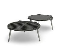 LUNA WAY CAST IRON - Grille ronde GRATE Ø30,2 cm | Plaque en fonte double émail noir | Pour barbecue cheminée foyer et feu vivant | Pieds réglables