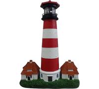 Luna24 Lampe solaire phare rouge Westerhever, lampe de jardin, lampe solaire avec capteur crépusculaire, gigantesque 40 cm de haut, magnifique décoration de jardin.