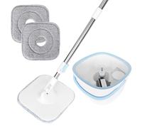 Lunaanda Balai Serpillère avec Seau Essoreur Séparé,Kit de Lavage Sol avec Système de Séparation Eau Propre et Sale, Tête Plate Rotative 360°, 2 Serpillières en Microfibre, Mop Idéal pour Carrelage