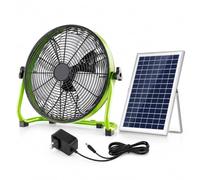 LUNAIZHUO Ventilateur Solaire Portable d'Extérieur, Ventilateur en Métal Rechargeable avec Panneau Solaire, Power Bank Intégré, 12 Vitesses, pour Camping, Terrasse, Atelier