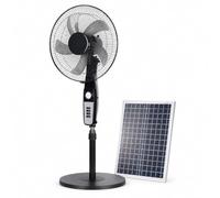 LUNAIZHUO Ventilateur sur Pied Solaire Rechargeable 16", Ventilateur de Sol Réglable en Hauteur avec Panneau Solaire et Adaptateur Secteur, 3 Vitesses pour Terrasse, Panne de Courant et Urgence