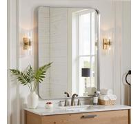 LunaMirror Miroir mural 60 x 90 cm - Miroir de salle de bain - Argenté - Design moderne - Miroir mural décoratif pour chambre à coucher, entrée, salon, couloir