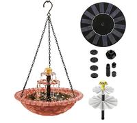 Lunaobrik Fontaines solaires pour bains d'oiseaux - Cascade avec pompe et arroseur - Fontaine solaire pour oiseaux - Pour jardin, patio, porche, terrasse, sentier, étang, piscine, parc