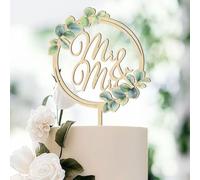 LunarCharm Mr & Mrs Cake Topper en bois pour gâteau de mariage, décoration pour mariage, anniversaire, fiançailles, demande, fête