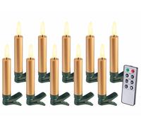 Lunartec 10 bougies LED télécommandées effet flamme pour sapin de Noël - coloris doré