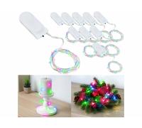 Lunartec 10 guirlandes lumineuses à piles avec 24 micro LED RVB - 1,2 m