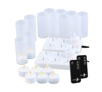 Lunartec 12 bougies chauffe-plat à LED rechargeables et télécommandées avec photophores
