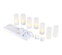 Lunartec : 12 bougies chauffe-plat LED avec photophores et station de chargement G