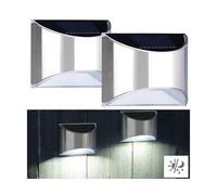 Lunartec Appliques murales solaires à LED WL-135.solar Acier inoxydable 2 appliques Autonomie 6h