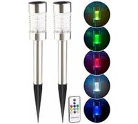 Lunartec 2 bornes solaires à LED RVB télécommandées "Style"