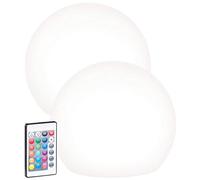 Lunartec 2 boules lumineuses à LED solaires télécommandées RVBB, 60 lm, IP67, Ø 20 cm