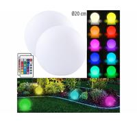 Lunartec 2 boules lumineuses sans fil télécommandées avec LED RVBB - Ø 20 cm