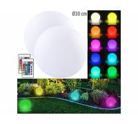 Lunartec 2 boules lumineuses sans fil télécommandées avec LED RVBB - Ø 30 cm