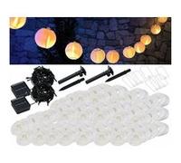 Lunartec 2 guirlandes LED solaires blanc chaud avec 50 lampions - 10 m