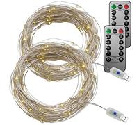 Lunartec 2 guirlandes LED USB télécommandées 10 m Blanc chaud