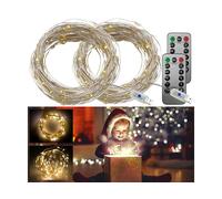 Lunartec 2 guirlandes LED USB télécommandées - 10 m - Blanc chaud