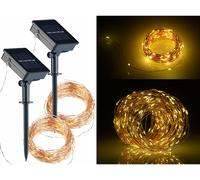 Lunartec 2 guirlandes lumineuses solaires 20 m en fils de cuivre à 200 LED