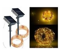 Lunartec 2 guirlandes lumineuses solaires 20 m en fils de cuivre à 200 LED