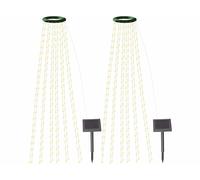 Lunartec 2 guirlandes lumineuses solaires à effet cascade 12 fils - 300 LED - Blanc chaud