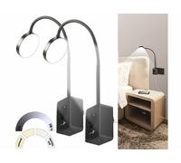 Lunartec 2 lampes à col de cygne avec prise secteur et ports USB - Noir
