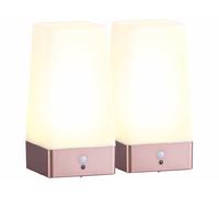 Lunartec 2 lampes de table carrées avec capteur de mouvement PIR rechargeables