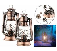Lunartec 2 lampes-tempête rétro à pétrole 24 cm "Anika" - aspect bronze