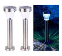 Lunartec 2 lanternes de jardin solaires "Silva" en acier inoxydable
