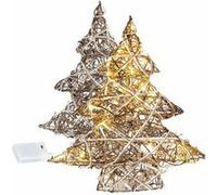 Lunartec 2 mini sapins de Noël décoratifs en osier avec LED
