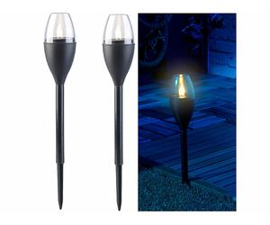 Lunartec 2 torches de jardin solaires à LED aspect flamme