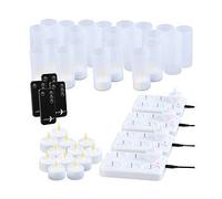 Lunartec 24 bougies chauffe-plat à LED rechargeables et télécommandées avec photophores
