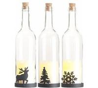 Lunartec : 3 bouteilles de vin décorative avec bougie LED vacillante G
