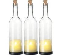Lunartec : 3 bouteilles de vin décoratives avec bougie LED vacillante - Classique G