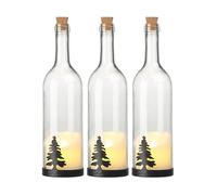 Lunartec 3 bouteilles de vin décoratives avec bougie LED vacillante - Sapin