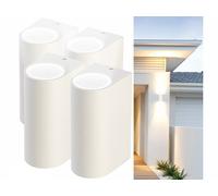 Lunartec 4 appliques murales arrondies, double faisceau, up & down, culot GU10, blanc