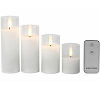 Lunartec 4 bougies LED télécommandées en cire avec photophores en verre