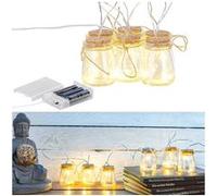 Lunartec 6 bocaux lumineux décoratifs avec guirlande à LED blanc chaud