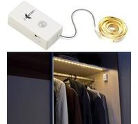 Lunartec : Bande LED à piles 160 lm / 60 cm blanc lumière du jour - Avec détecteur PIR Blanc G