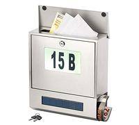 Lunartec Boîte aux lettres solaire avec numéro lumineux et compartiment à journaux