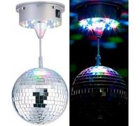 Lunartec Boule disco rotative Ø 15 cm avec socle, 18 LED colorées et 2 effets lumineux
